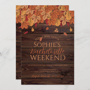 Fall Autumn wedding Bachelorette weekend & details Invitation