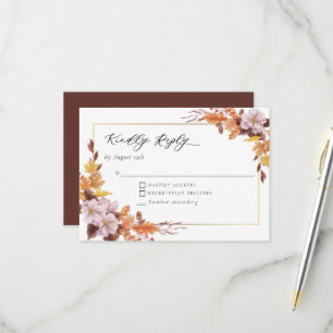 Fall Autumn Wedding Floral Kindly Reply Script RSVP Card