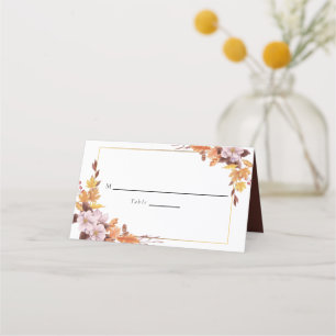 Fall Autumn Wedding Floral Table Custom Script  Place Card