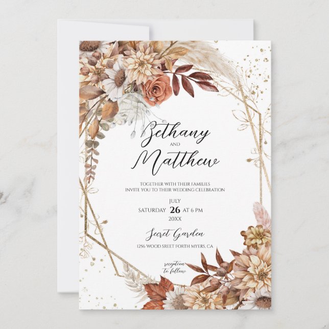 Fall Autumn Wedding Invitation (Front)