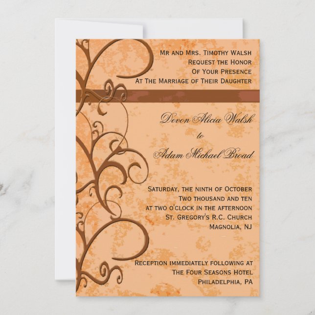 Fall/Autumn Wedding Invitation (Front)