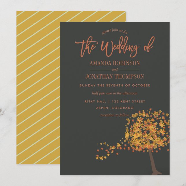 Fall Autumn Wedding personalised invitation (Front/Back)