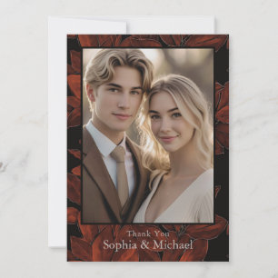 Fall/Autumn Wedding Thank You Card Rich Dark Colou