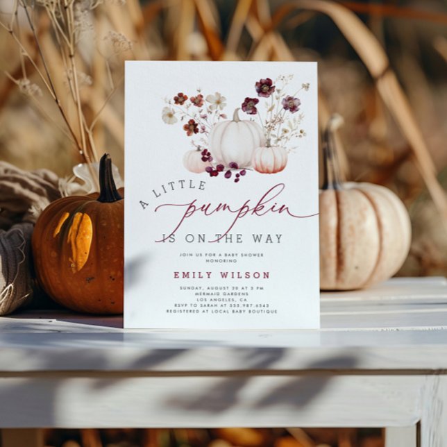 Fall Autumn Wildflower Pumpkin Baby Shower Invitation (Creator Uploaded)