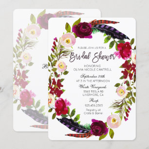 Fall Autumn Wreath Floral Bridal Shower Invitation
