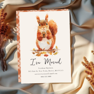 Fall Autumnal Cute Squirrel New Home Address Announcement