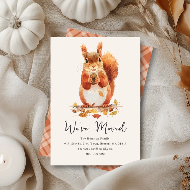 Fall Autumnal Cute Squirrel | New Home Address  Card (Creator Uploaded)