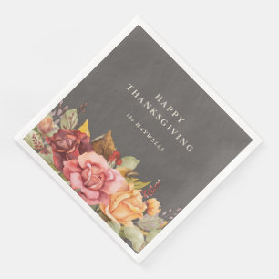 Fall/Autumnal Floral Border Thanksgiving Napkin