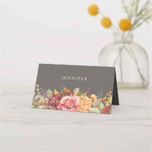 Fall/Autumnal Floral Border Thanksgiving Place Card