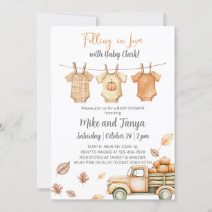 Fall baby clothesline baby shower invitation. invitation