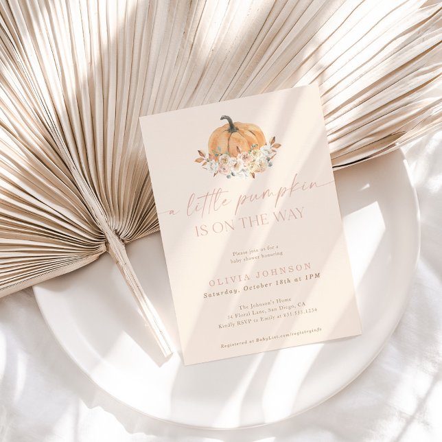 Fall Baby Girl Baby Shower | Pink A Little Pumpkin Invitation (Creator Uploaded)