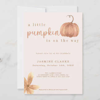 Fall Baby Girl Shower | A Little Pumpkin Invitation