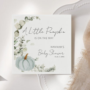 Fall Baby Shower A Little Pumpkin Blue Napkin