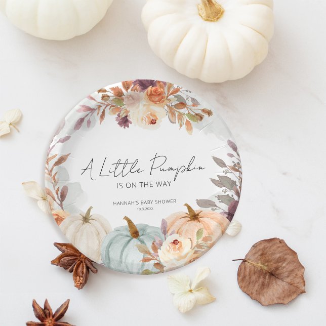 Fall Baby Shower A Little Pumpkin Paper Plate (Creator Uploaded)