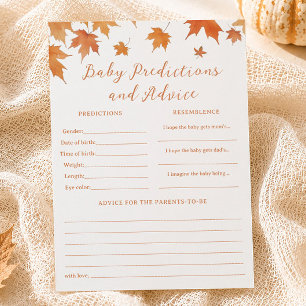 Fall Baby Shower Baby Predictions Game Card