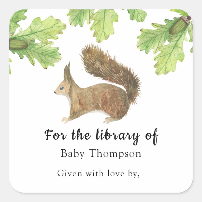 Fall Baby Shower bookplate, books for baby Square Sticker (Front)