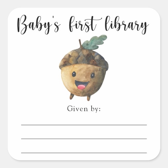 Fall Baby Shower bookplate, books for baby Square Sticker (Front)