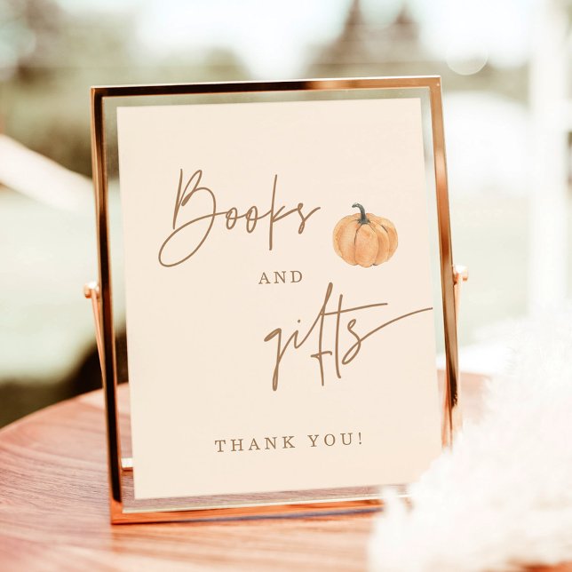 Fall Baby Shower Books and Gifts Sign, Pumpkin Poster (Creator Uploaded)
