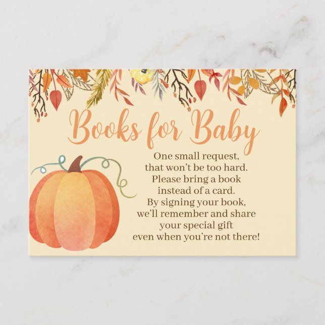Fall Baby Shower Books for Baby Cards (Front)