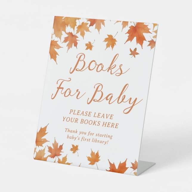 Fall Baby Shower Books for Baby  Pedestal Sign (Front)