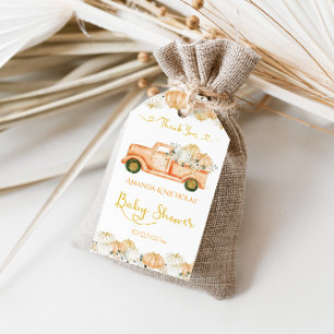 Fall Baby Shower Cute Pumpkin Harvest Thank You Gift Tags