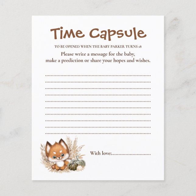 Fall Baby Shower Cute Time capsule (Front)