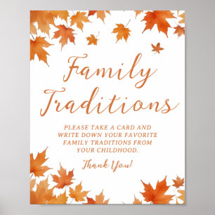 Fall Baby Shower Family Traditions Game Poster