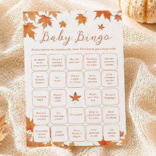 Fall Baby Shower Find the Guest Bingo Game Card