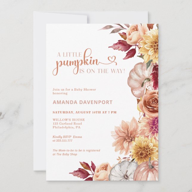 Fall Baby Shower Floral Invitation (Front)