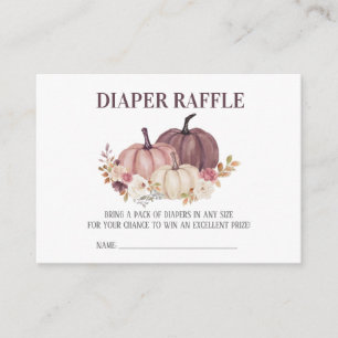 Fall Baby Shower, Floral Pumpkins Diaper Raffle Enclosure Card