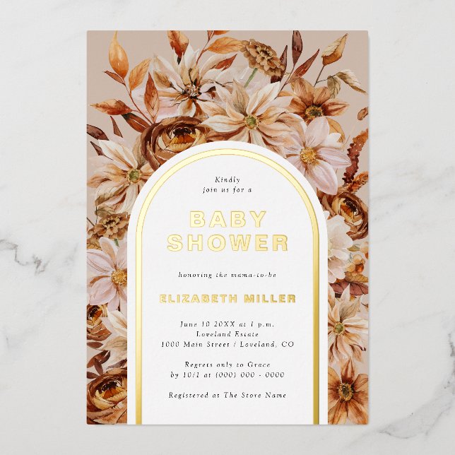 Fall Baby Shower Foil Invitation (Front)