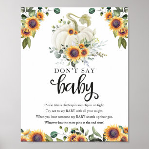 Fall Baby Shower Greenery Don't Say Baby Sign