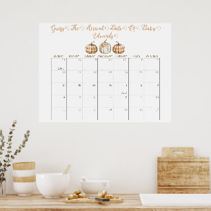 Fall Baby Shower Guess the Delivery Date Calendar Poster