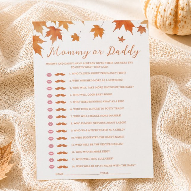 Fall Baby Shower Guess Who Game Card (Creator Uploaded)