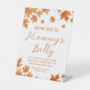 Fall Baby Shower How Big is Her Belly Game Pedestal Sign