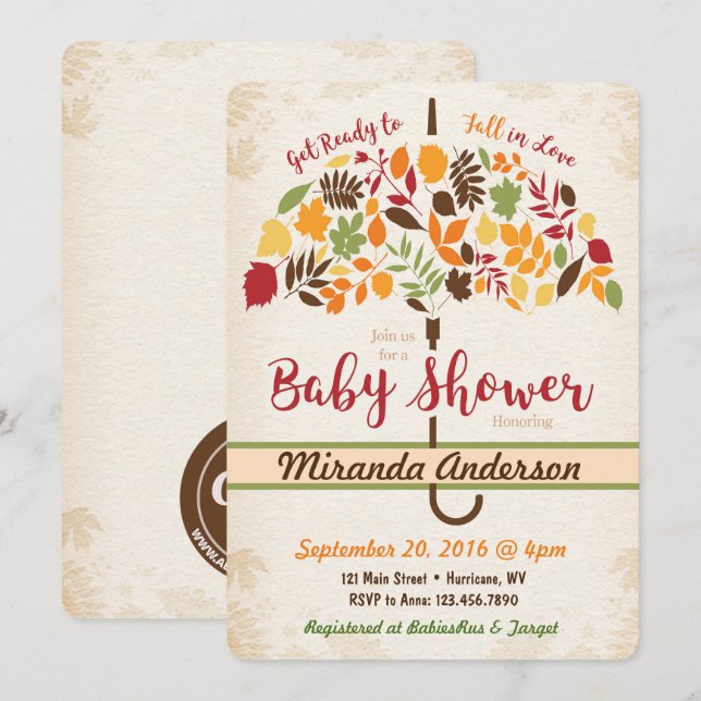 Fall Baby Shower Invitation (Front/Back)