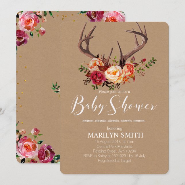 Fall baby shower invitation (Front/Back)