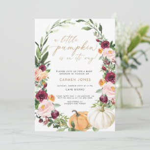Fall Baby Shower Invitation, A little pumpkin Inv Invitation