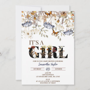 Fall Baby Shower Invitation, Girl Shower Invite