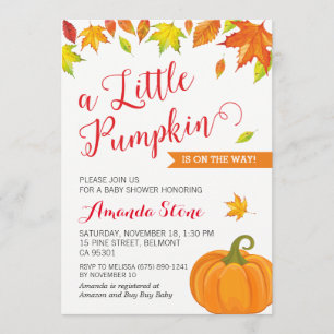 Fall Baby Shower Invitation, Little Pumpkin Autumn Invitation