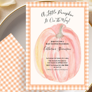 Fall Baby Shower Invitation Little Pumpkin Gingham