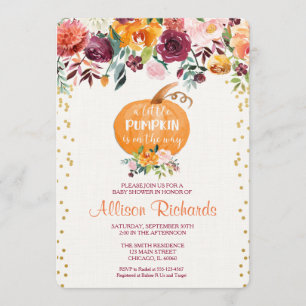 Fall baby shower invitation, pumpkin baby shower invitation