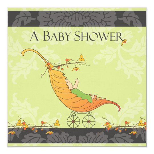 Fall Baby Shower | Leaf Carriage Card