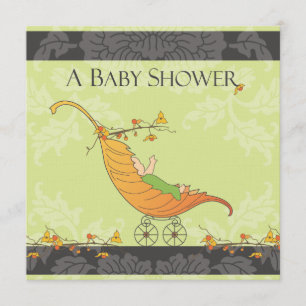 Fall Baby Shower Leaf Carriage Invitation