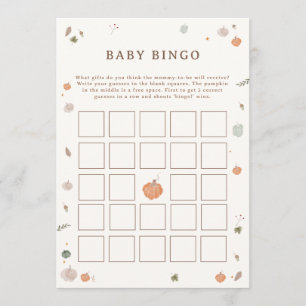 Fall Baby Shower Little Pumpkin Baby Bingo Game