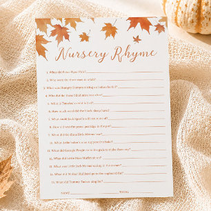 Fall Baby Shower Nursery Rhyme Game Card