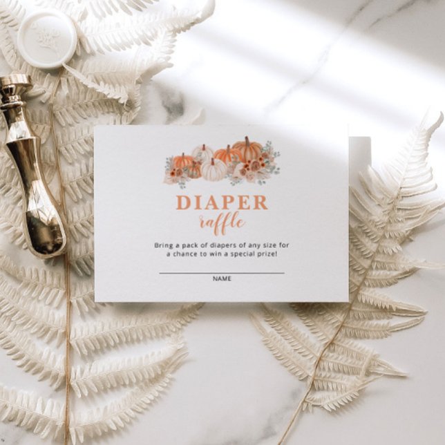Fall Baby Shower Pumpkin Baby Shower Diaper Raffle Enclosure Card (Creator Uploaded)