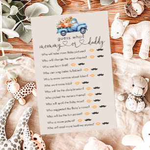 Fall Baby Shower Pumpkin Truck "Guess Who" Game