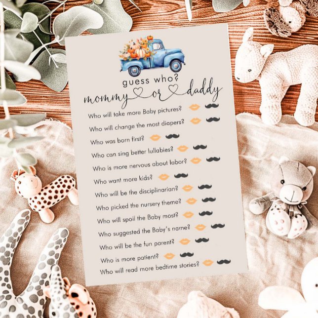 Fall Baby Shower Pumpkin Truck "Guess Who" Game (Creator Uploaded)