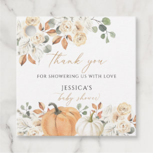 Fall baby shower square favour tag , Thank you tag